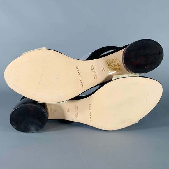 DEAR FRANCES Cream Black Acrylic Suede Slingback Sandals - Picture 6 of 8